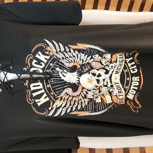 NWOT! Kid Rock leather tie stretch top